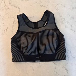 Nike Black White Flyknit Sports Bra